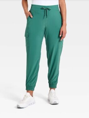 Active Light Mid-Rise Teal Green Cargo Jogger Pants *NEW